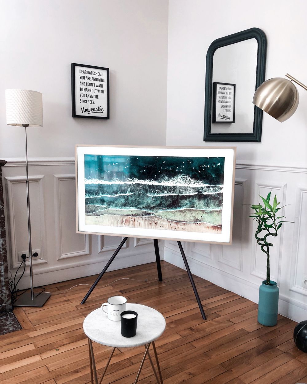 Flat-screen television in a contemporary living room